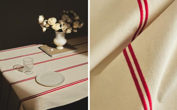 NAPPE DOUBLE RAYURE BRODÉE