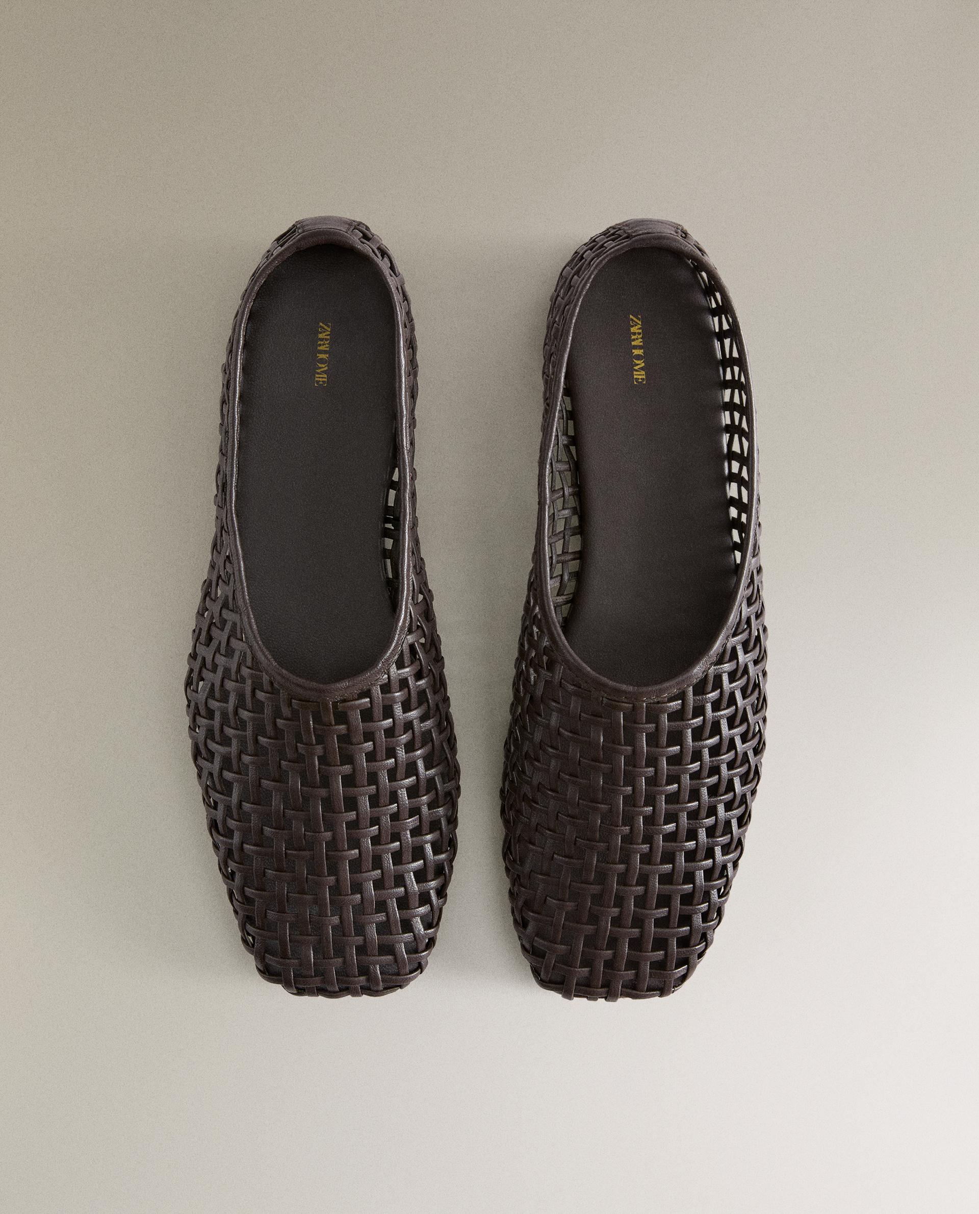 ZARA  バレリーナシューズ 編み込みレザー 1242/300 ZARA HOME バレリーナシューズ 編み込みレザー 1242/300 (ZARA