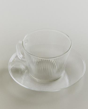 BOROSILICATE GLASS TEACUP AND SAUCER