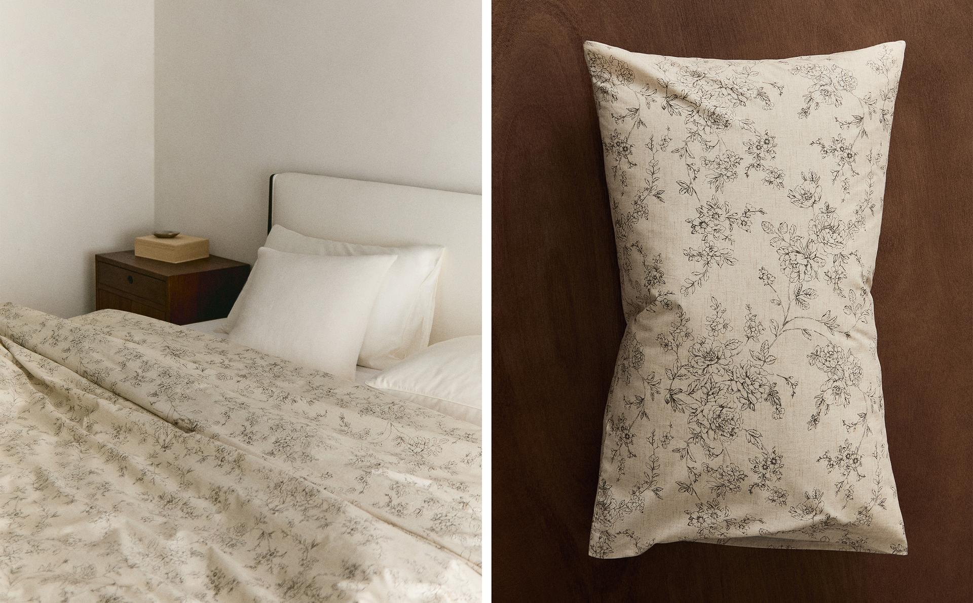 플로랄 프린트 이불 커버