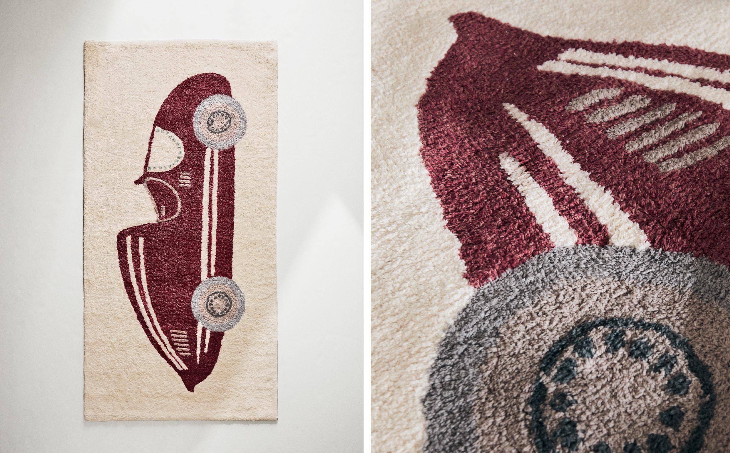 CHILDREN'S RACING CAR COTTON RUG