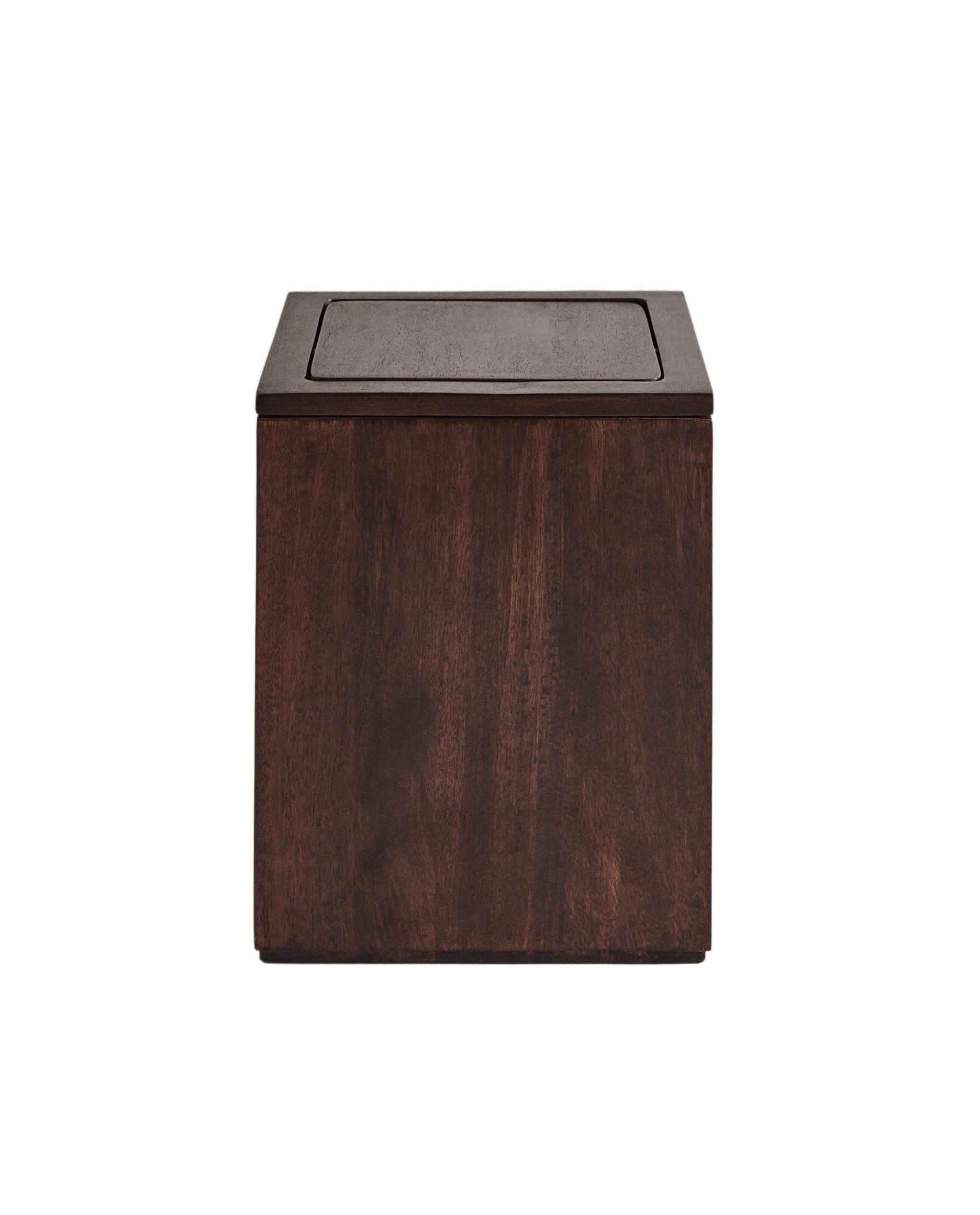SQUARE DARK WOODEN BATHROOM BIN product thumbnail 4
