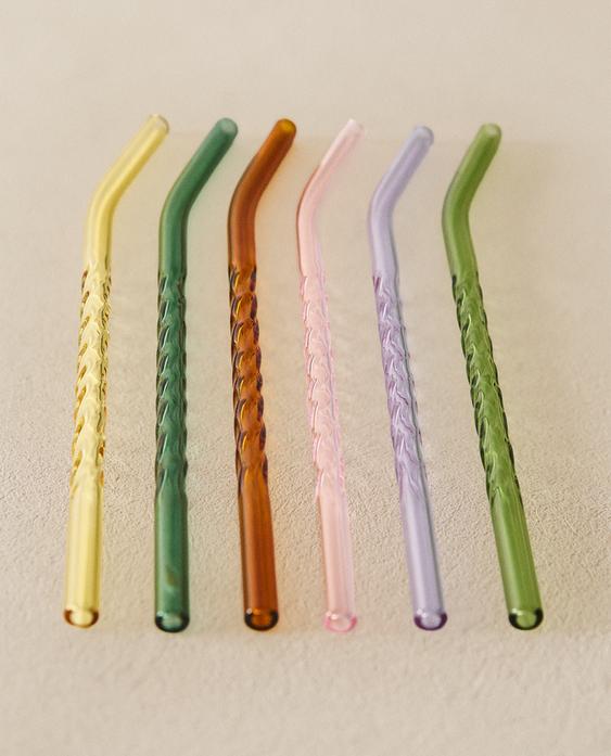 طقم ماصات ملونة من زجاج البوروسيليكات (طقم 6 قطع)