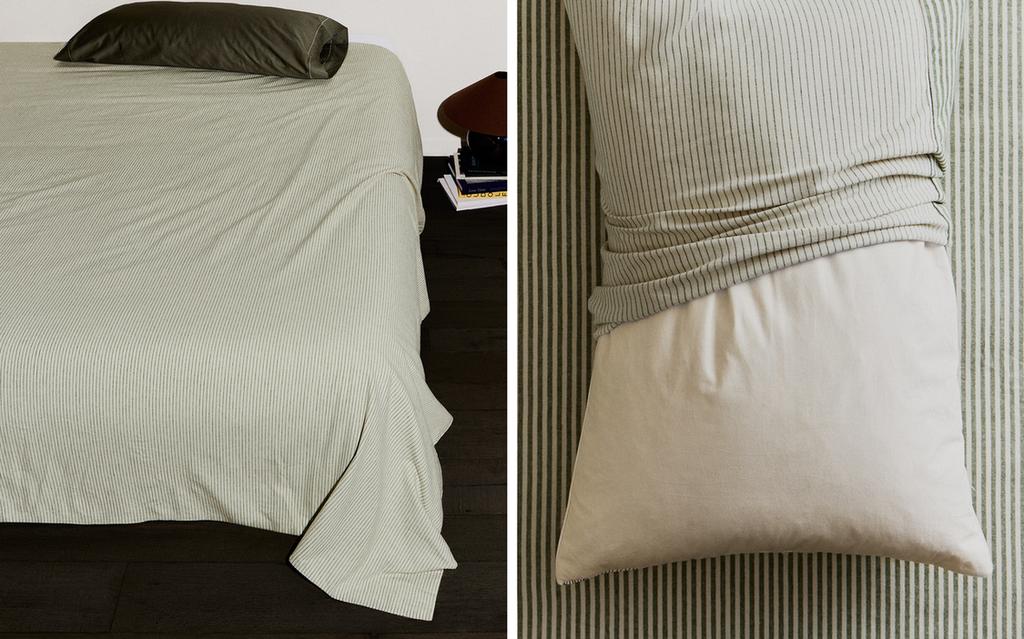 Zara Home İkitərəfli zolaqlı flanel yorğan örtüyü (160 gsm)