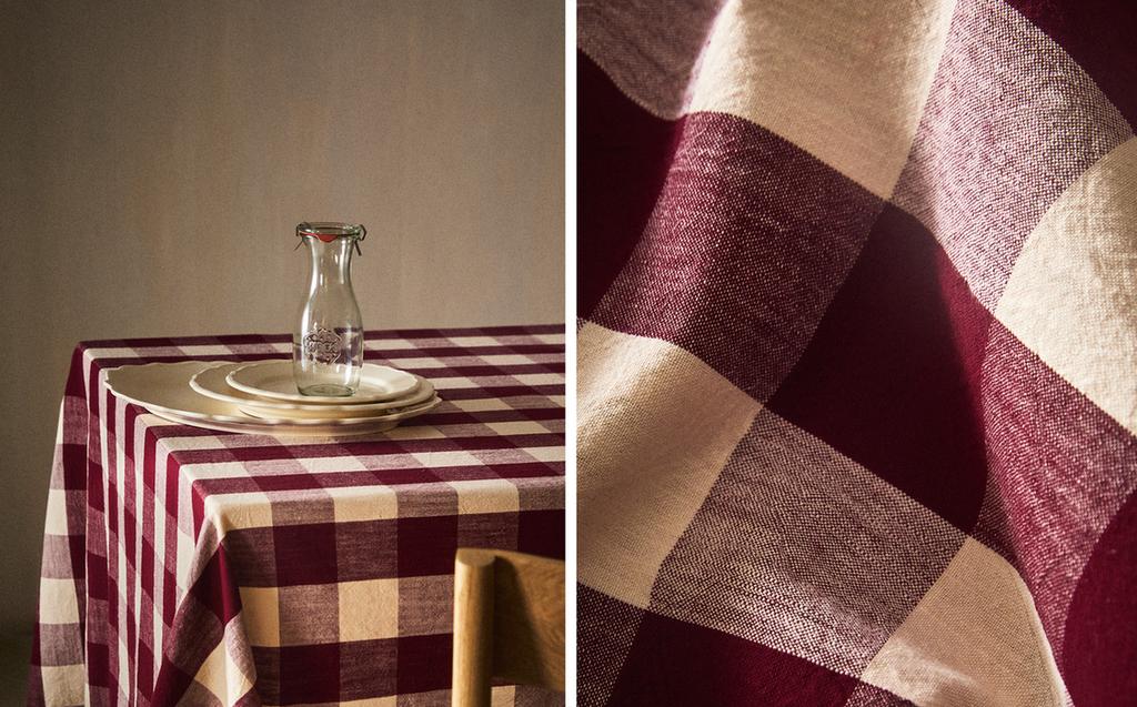 LARGE CHECK COTTON TABLECLOTH