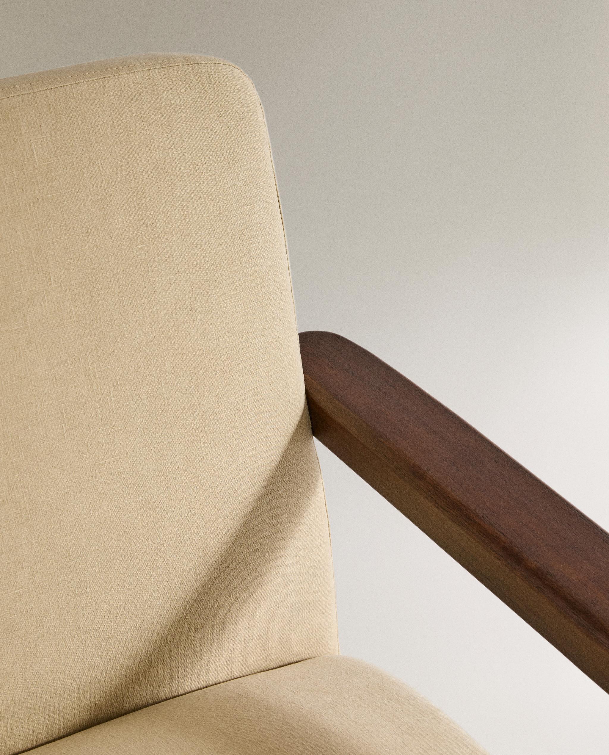 WOOD AND LINEN ACCENT CHAIR product thumbnail 5