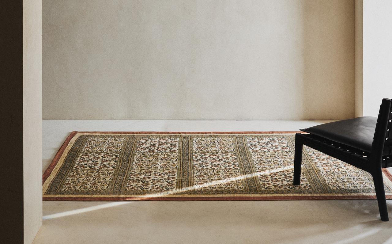 COLOUR BLOCK PRINT COTTON RUG