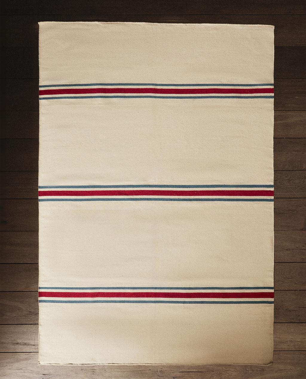 COTTON WOOL AREA RUG WITH IRREGULAR STRIPES