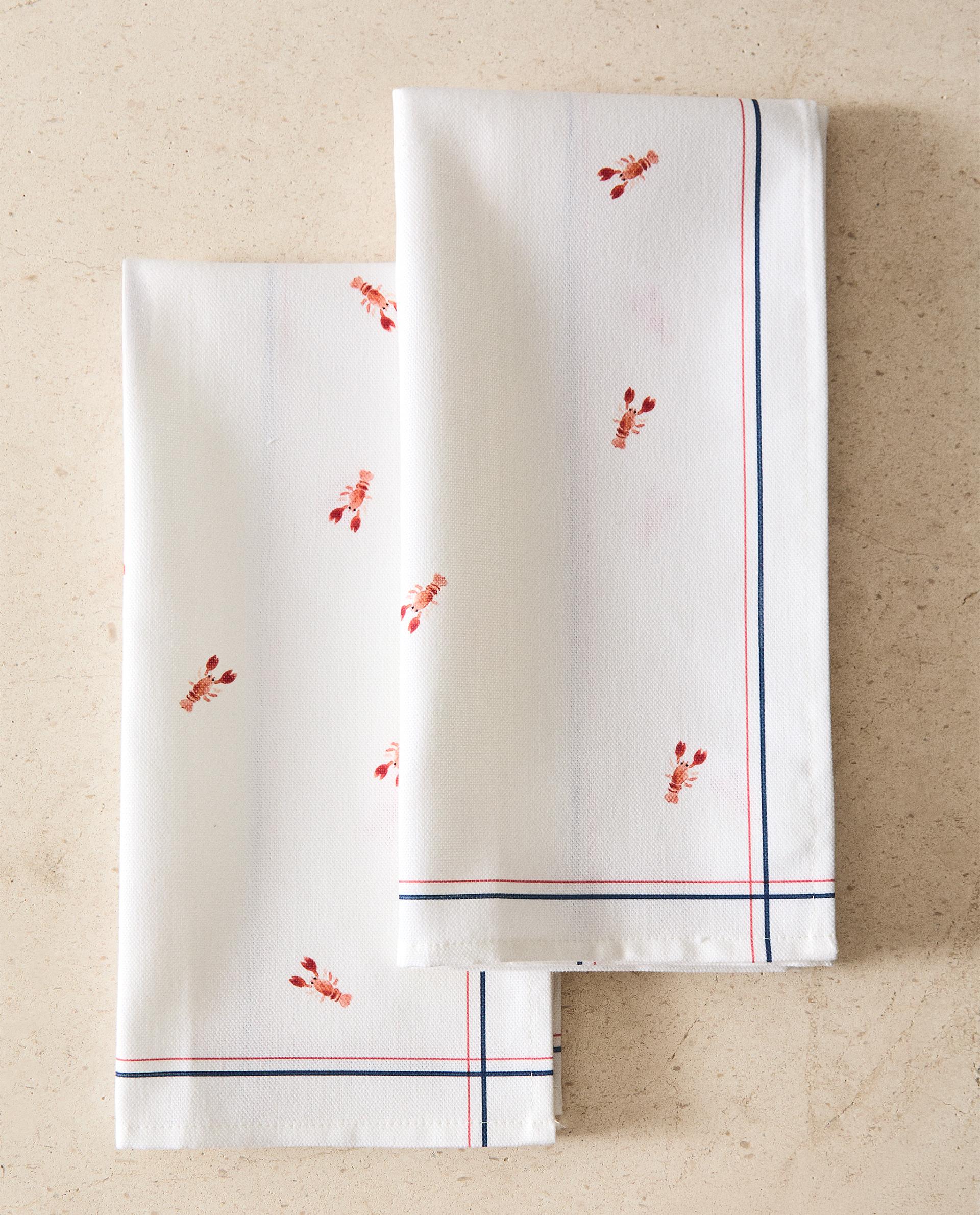 ロブスター柄 コットン キッチンクロス 2枚セット | Zara Home