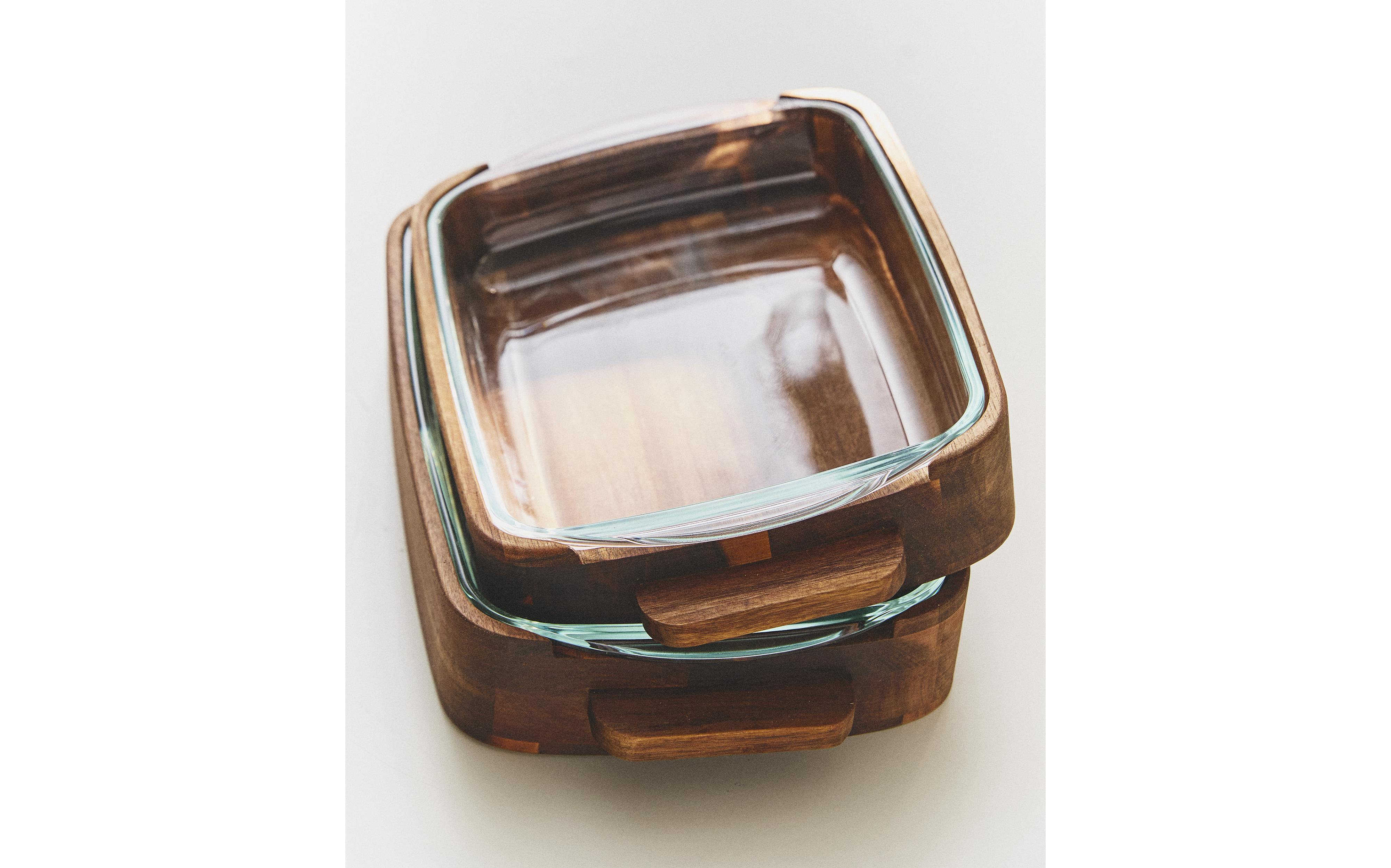 BOROSILICATE GLASS AND WOOD OVEN SERVING DISH product thumbnail 4