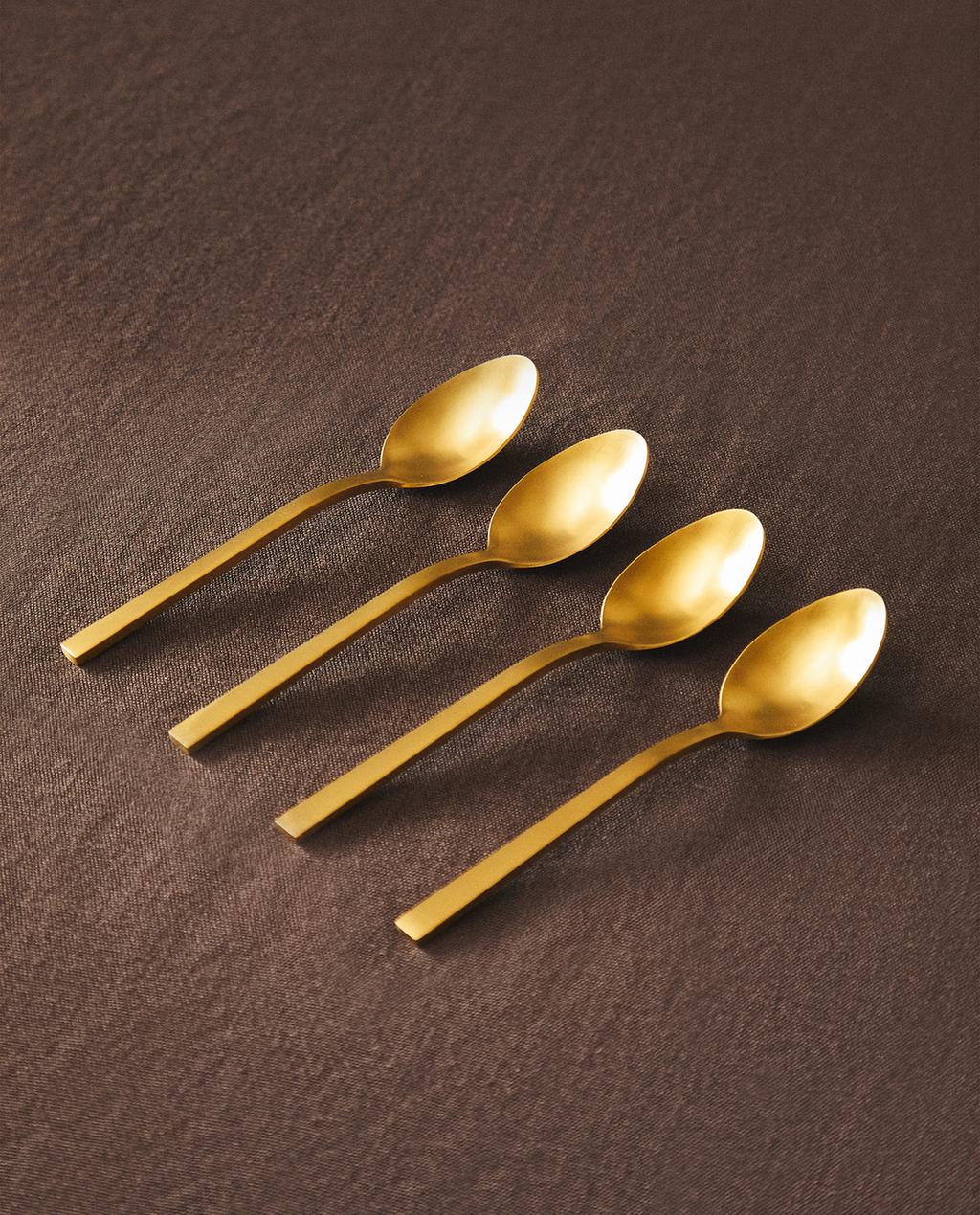 PACK OF GOLDEN STEEL DESSERT SPOONS (PACK OF 4)