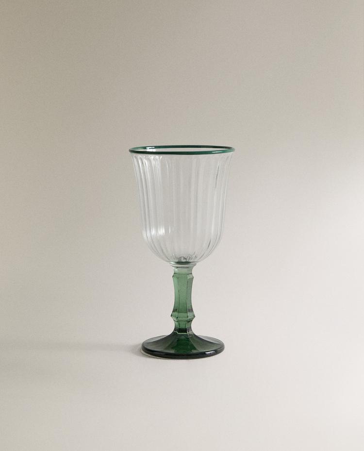 COLOURED RIM WINE GLASS