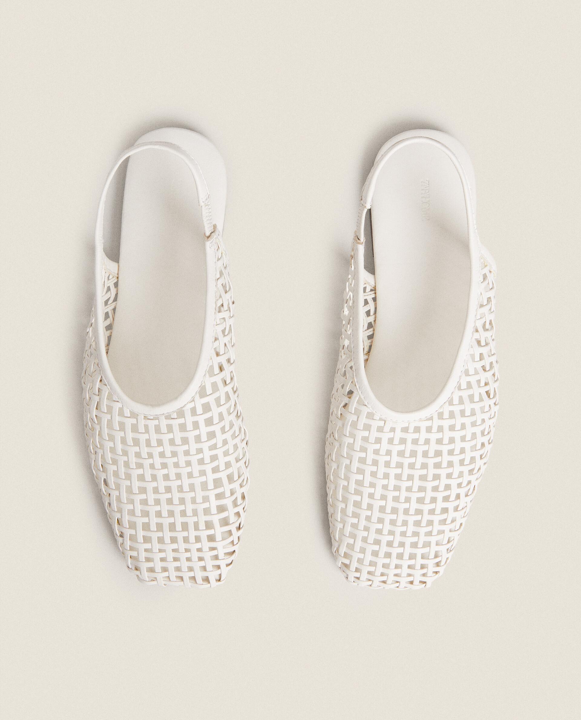 BRAIDED LEATHER SLINGBACK BALLET FLATS | Zara Home Canada