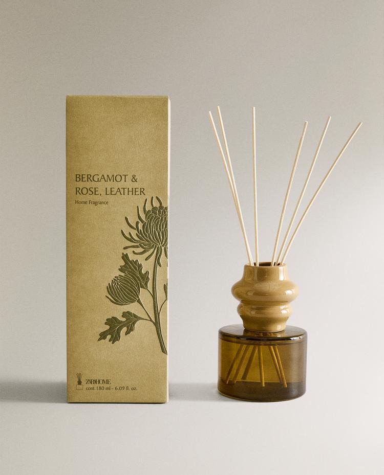 (180 ML) BERGAMOT & ROSE, LEATHER REED DIFFUSER