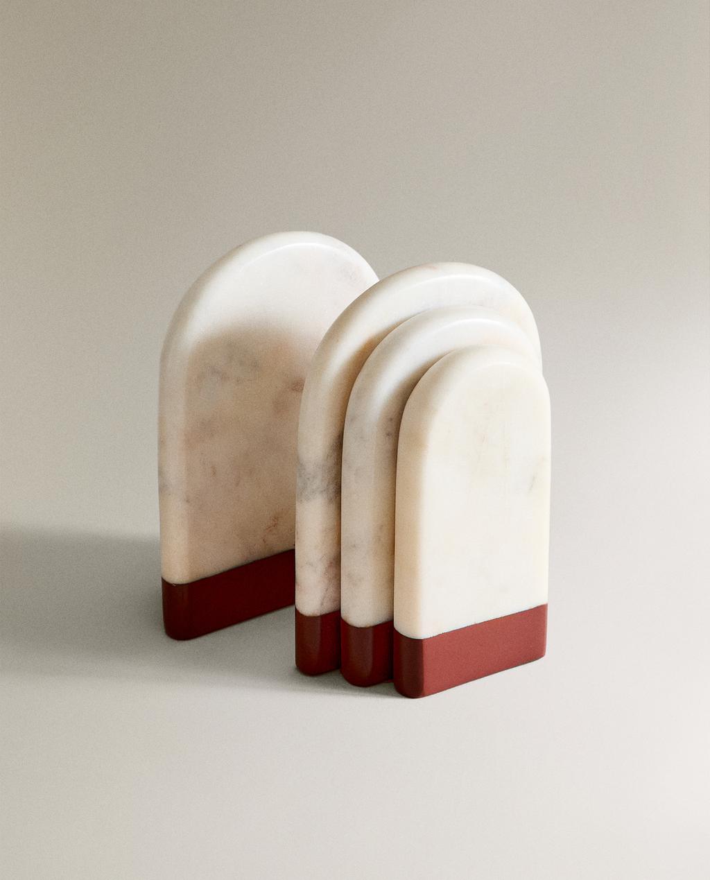 MARBLE BOOKENDS WITH COLOURED STRIPE