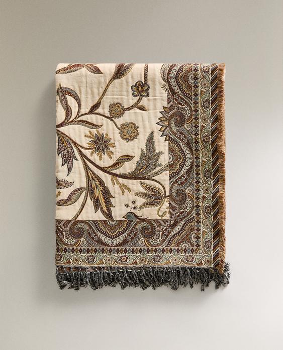 FLORAL JACQUARD THROW FLORAL JACQUARD THROW