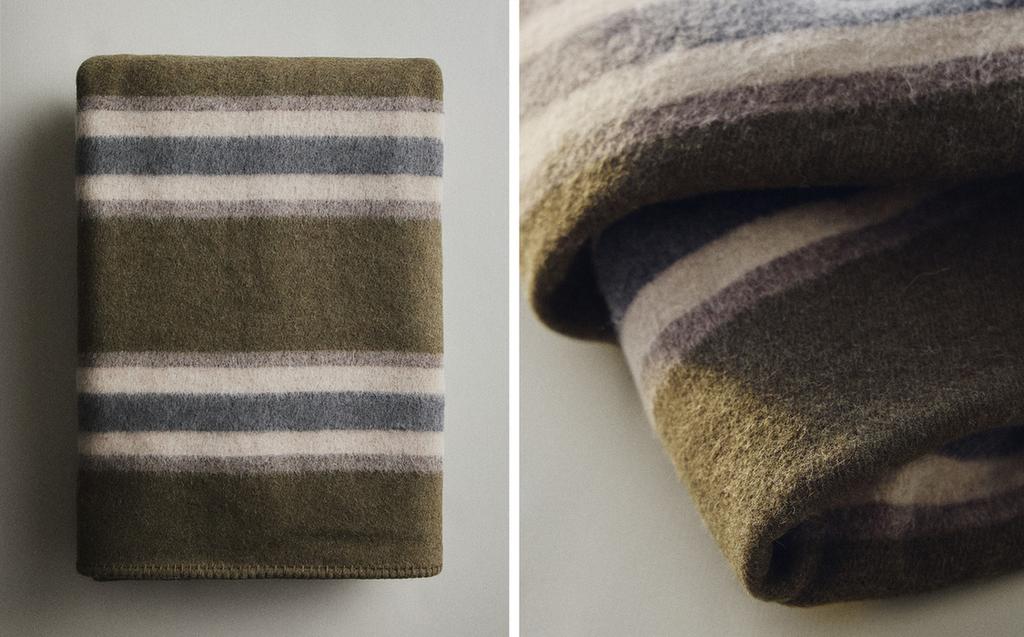 STRIPED WOOL BLEND BLANKET STRIPED WOOL BLEND BLANKET