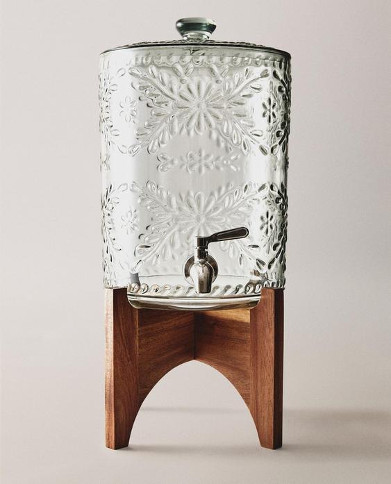 FLORAL ACACIA WOOD BASE DISPENSER