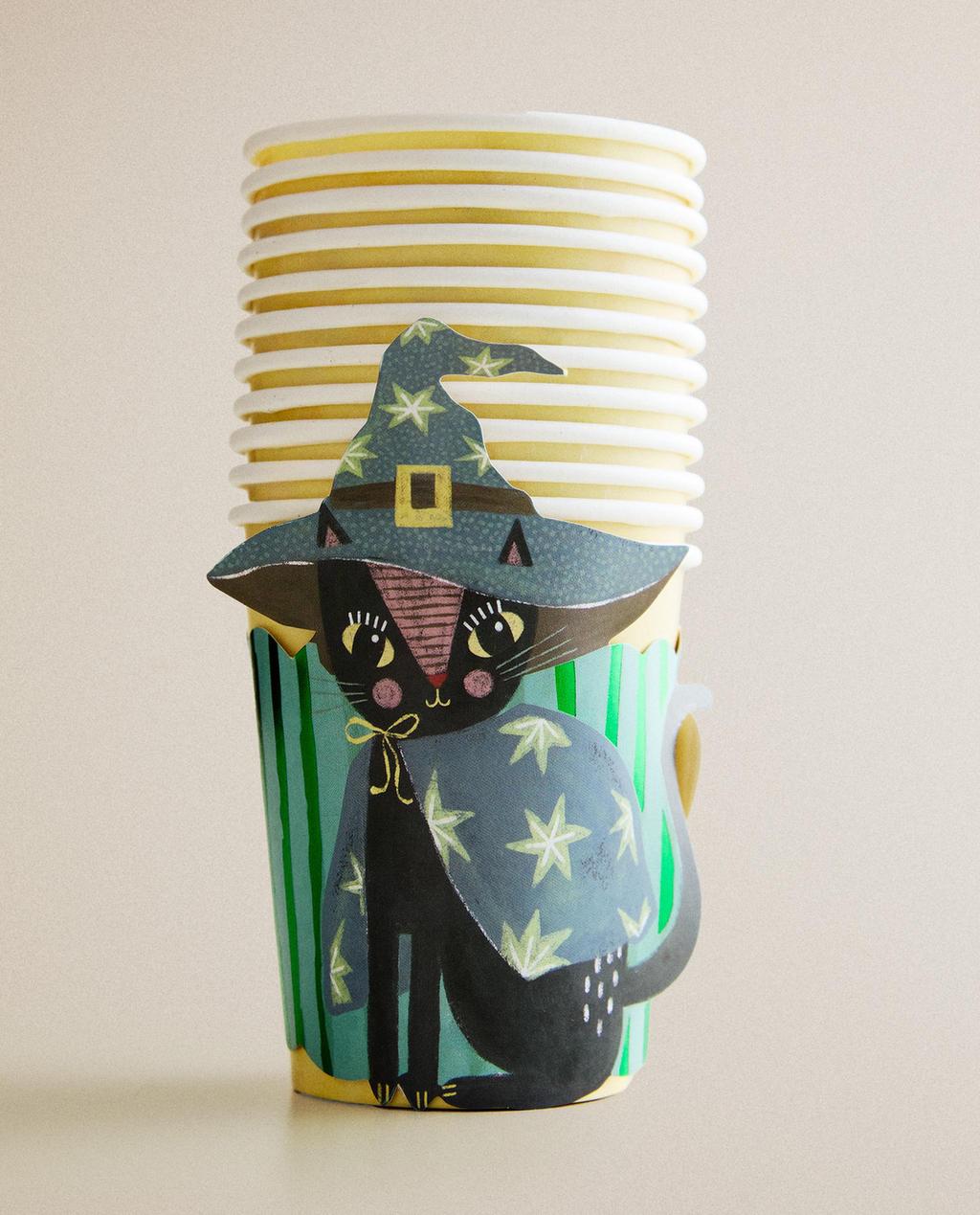 Kids' halloween cat paper glass and sleeve set (set of 12)