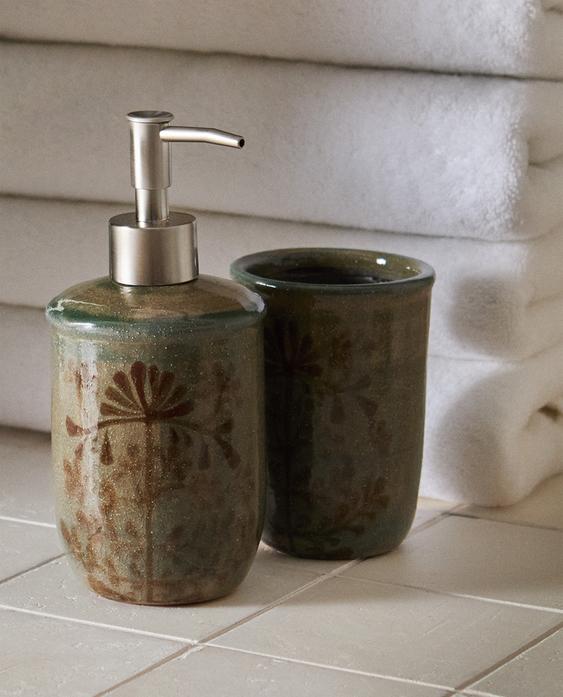 ACCESSOIRES DE BAIN CÉRAMIQUE FLEURIE