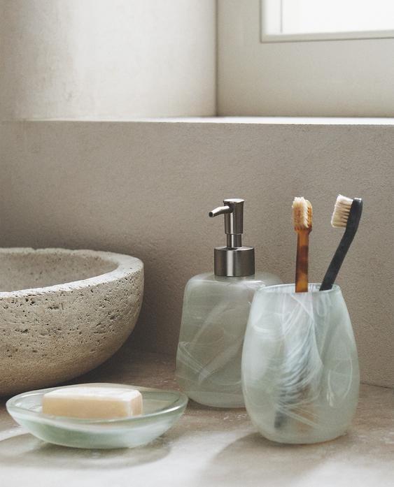 SHADED GLASS BATHROOM ACCESSORY