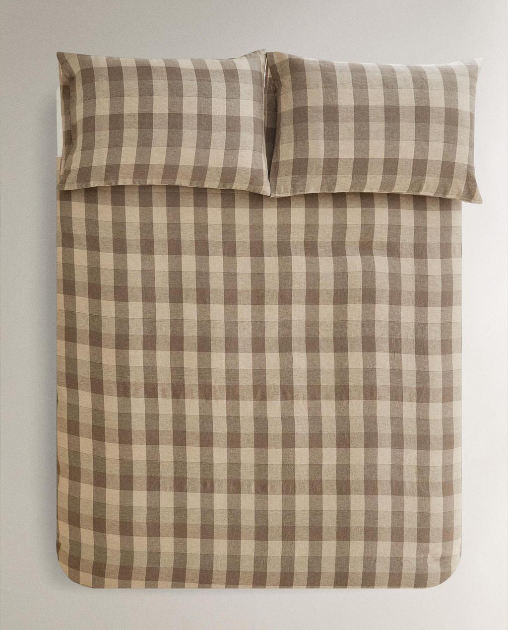CHECKED LINEN DUVET COVER