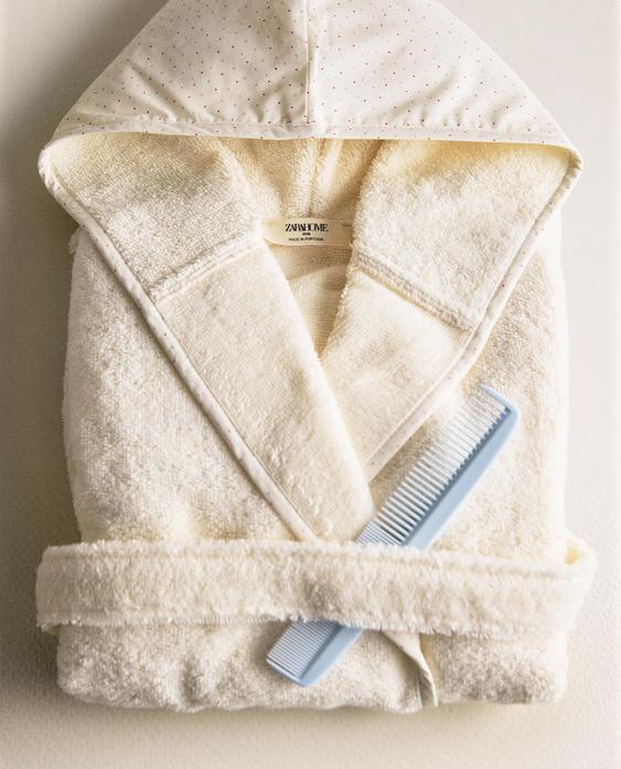 兒童圓點絲絨浴袍