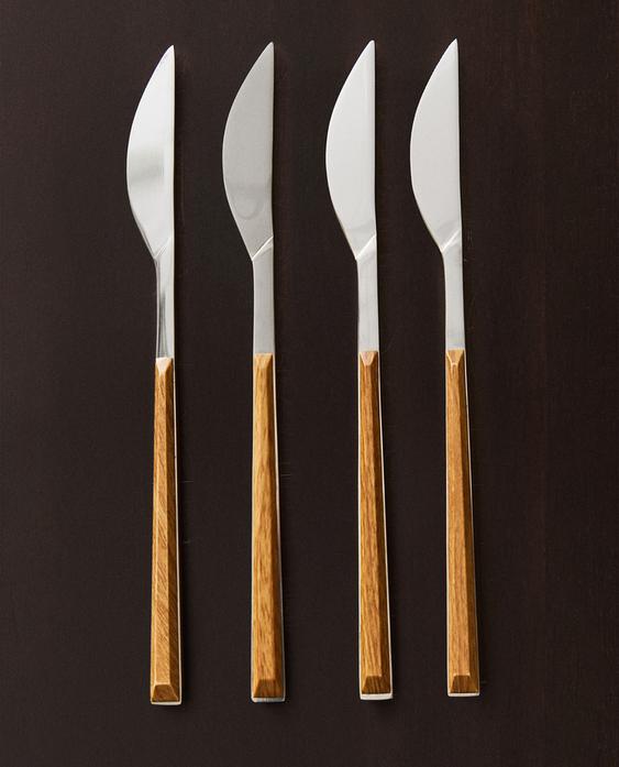 PACK OF KNIVES WITH WOOD-EFFECT HANDLES (PACK OF 4)