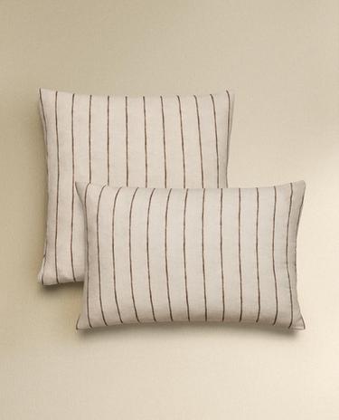 KATOENEN LINNEN KUSSENSLOOP MET STREPEN