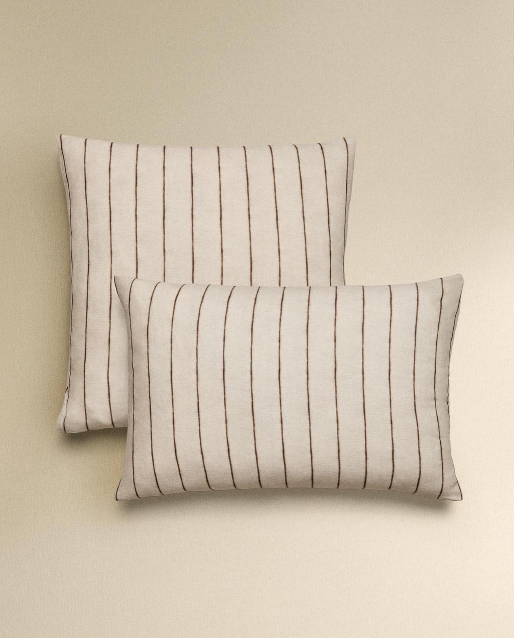 KOPFKISSENBEZUG AUS BAUMWOLLE UND LEINEN MIT STREIFEN