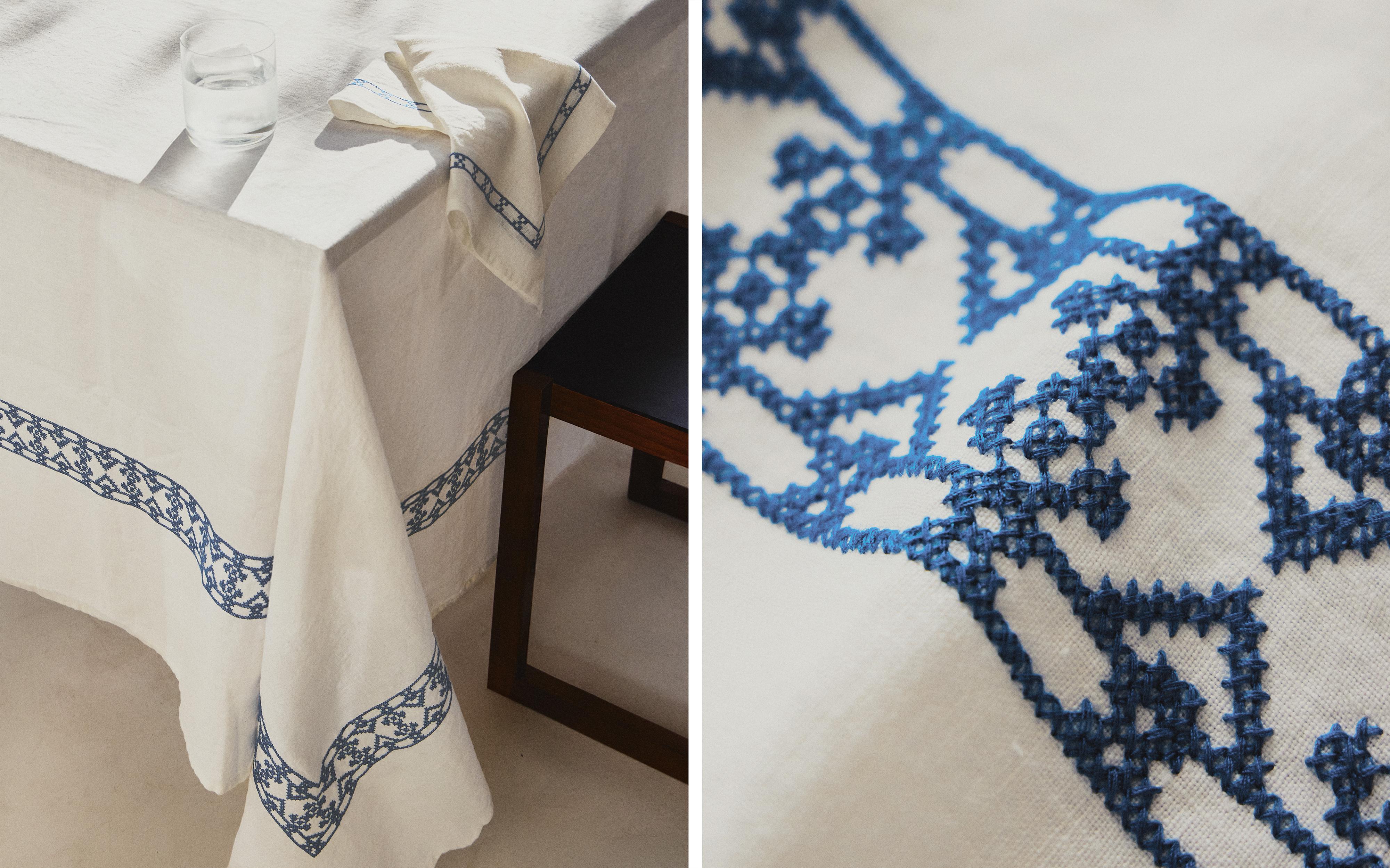 GEOMETRIC EMBROIDERED LINEN TABLECLOTH product thumbnail 9