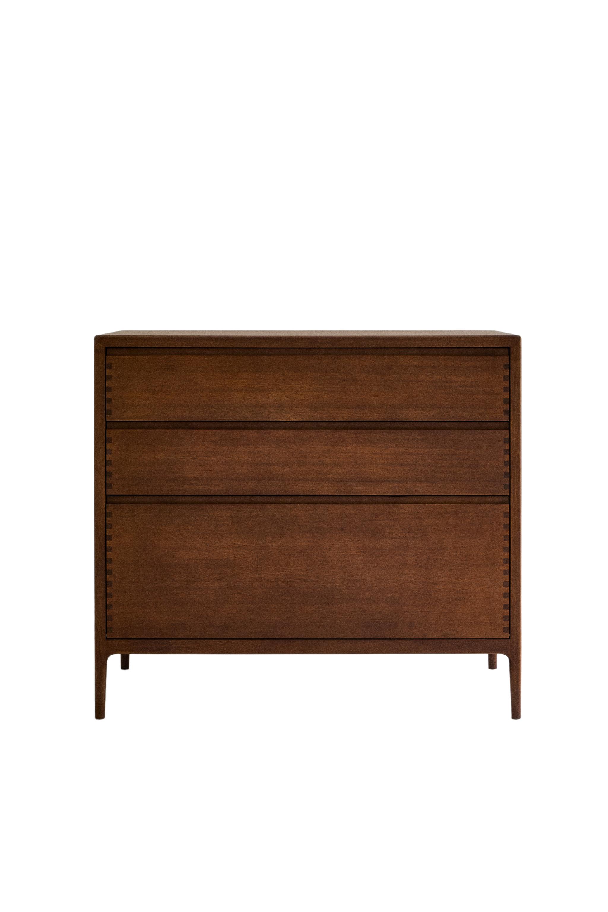 COMMODE BOIS TROIS TIROIRS MARRON 100 x 111.2 x 50 cm