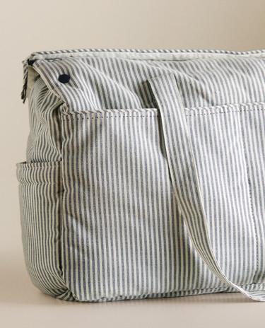 STRIPED COTTON MATERNITY BAG