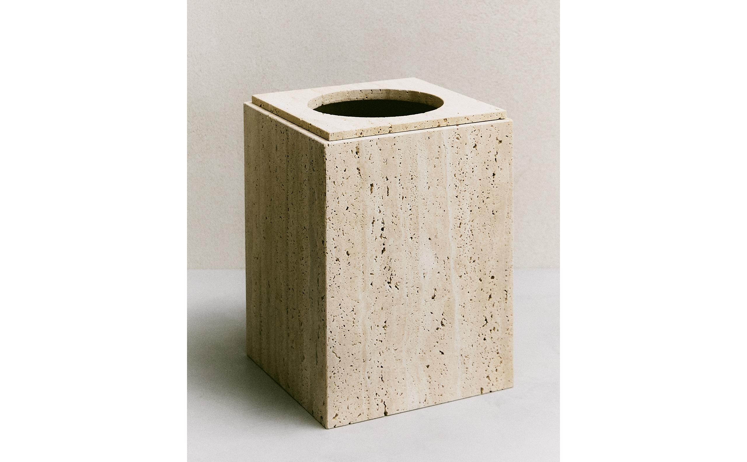 BEIGE MARBLE BATHROOM BIN