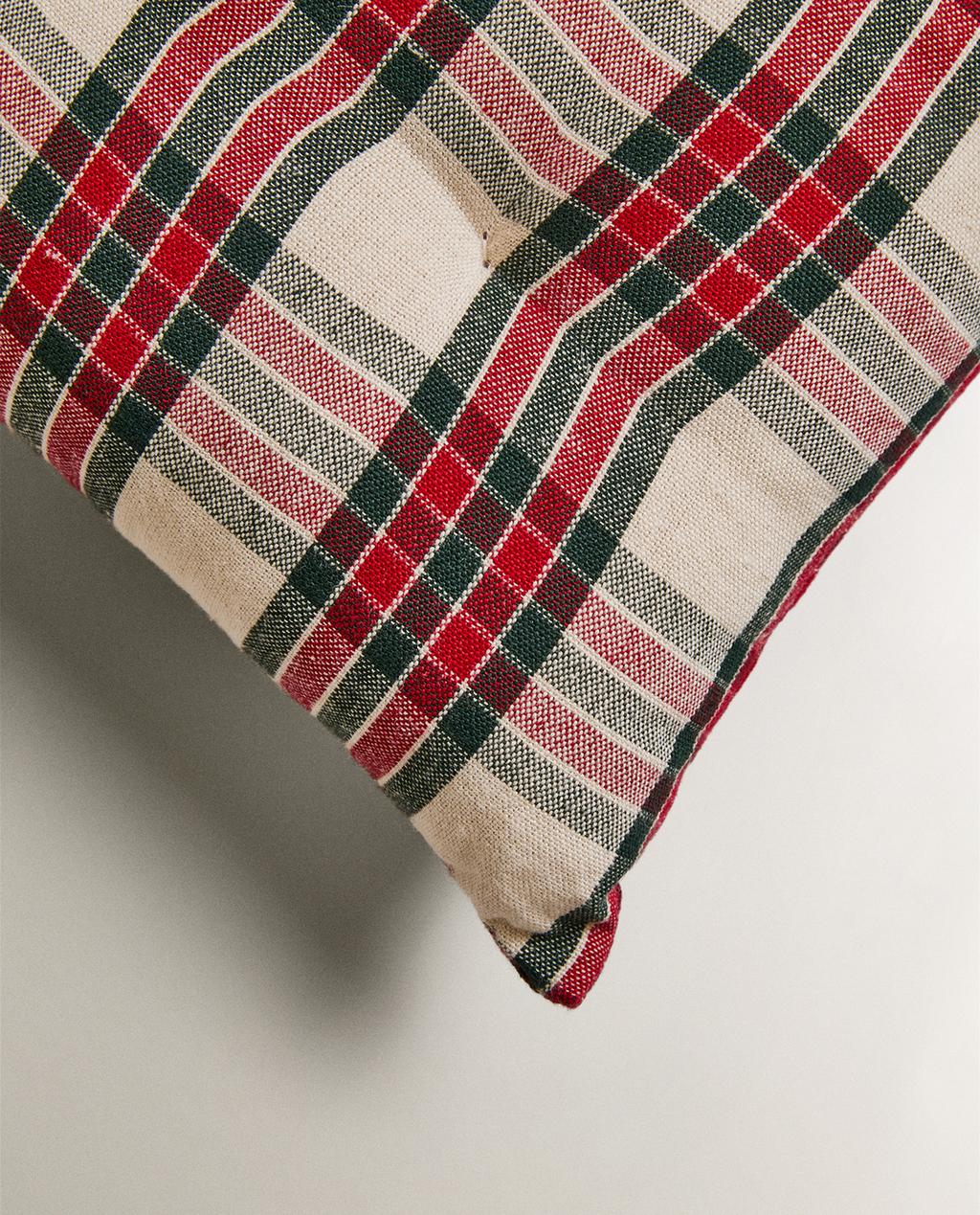 CHRISTMAS CHECK SEAT CUSHION