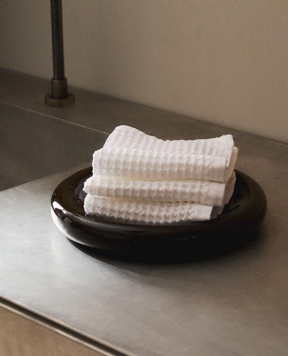 TOALHA DE TOUCADOR DE ALGODÃO WAFFLE (CONJUNTO DE 3)