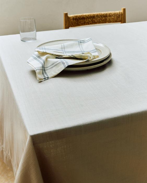 HEMSTITCHED COTTON TABLECLOTH