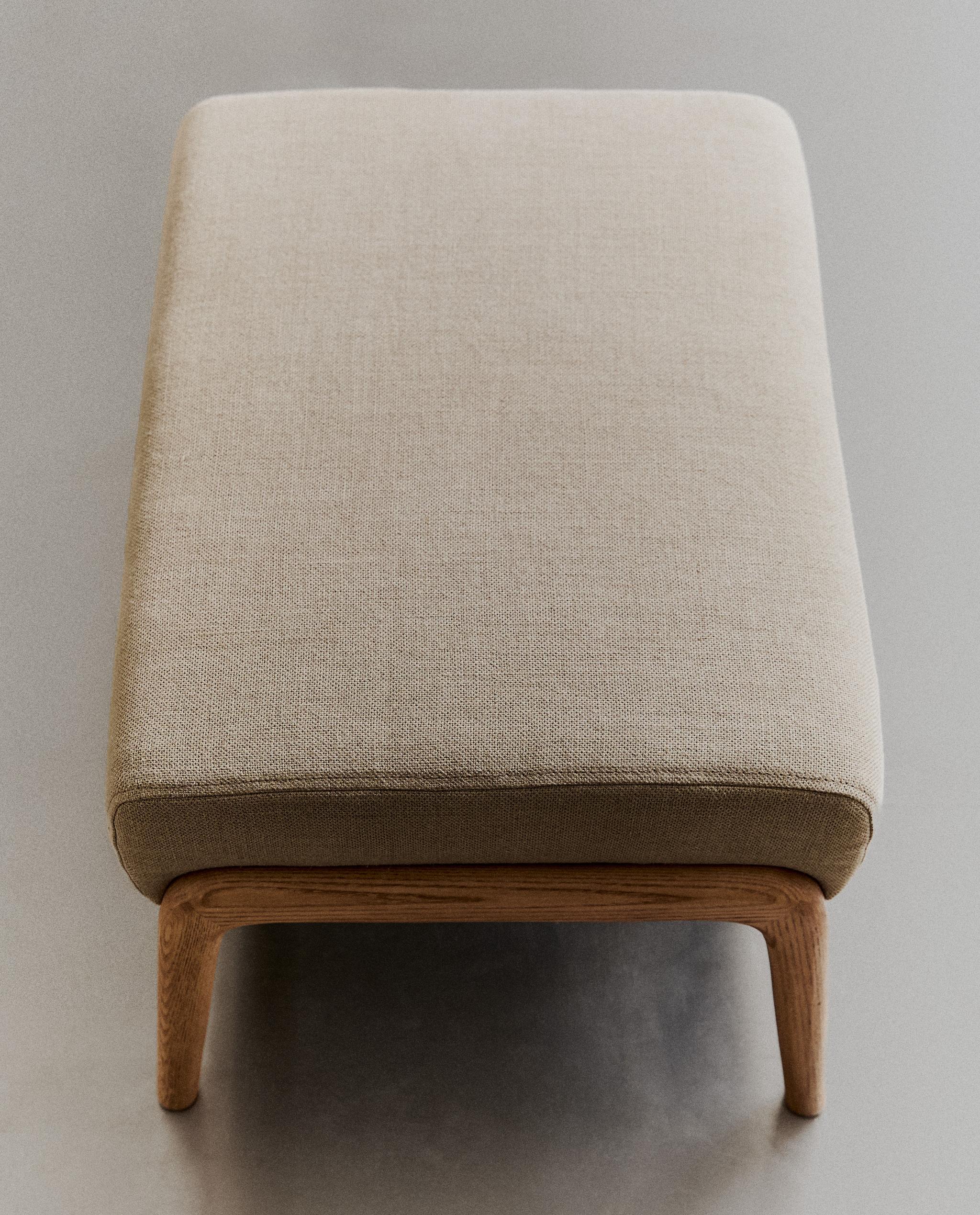 ASH WOOD AND LINEN FOOTREST STOOL | Zara Home United States of America