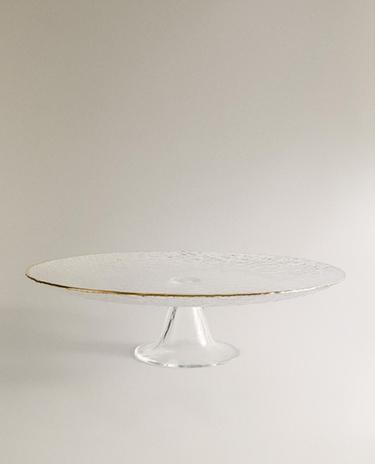 PLATOU STICLĂ RELIEF CU MARGINE AURIE