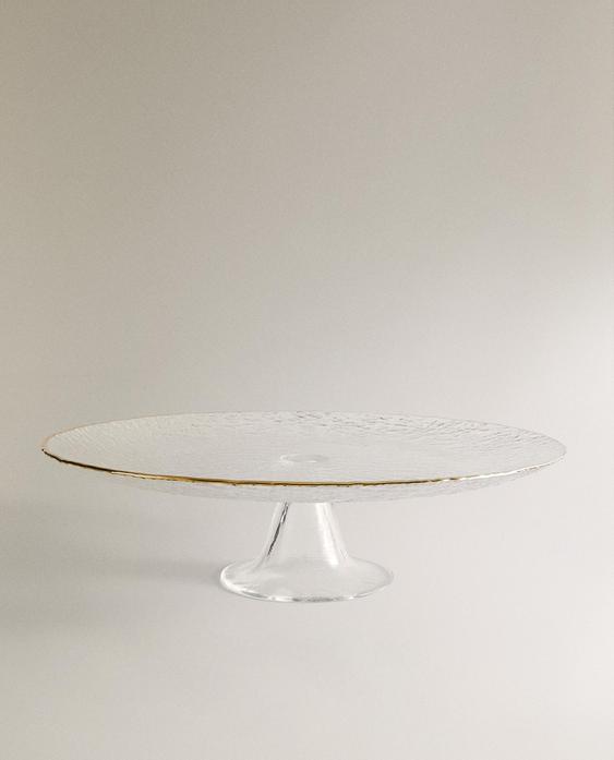 PLAT EN VERRE RELIEF FILET DORÉ