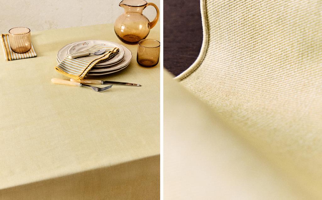 TOALHA DE MESA DE ALGODÃO RESINADO COM OVERLOCK