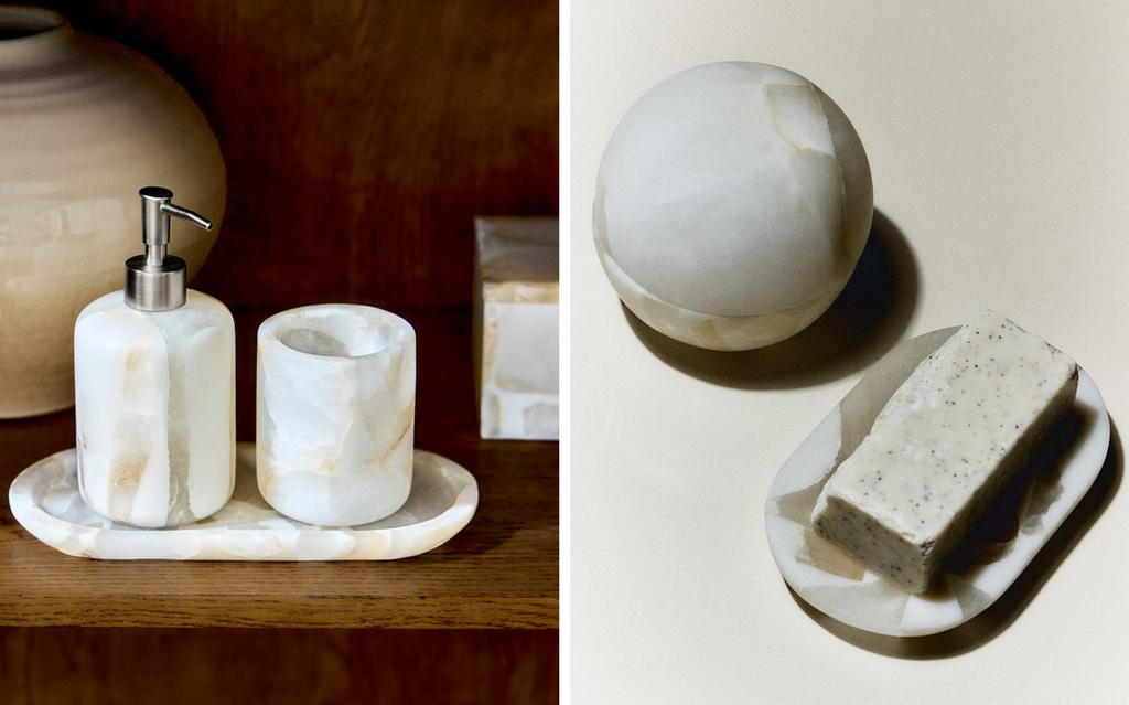 ALABASTER RESIN BATHROOM SET