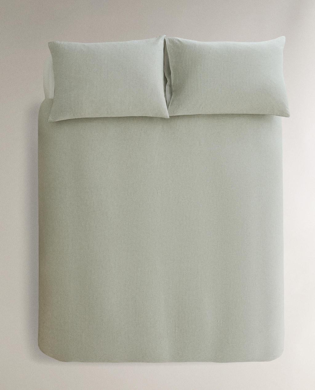 STRIPED LINEN AND COTTON DUVET COVER