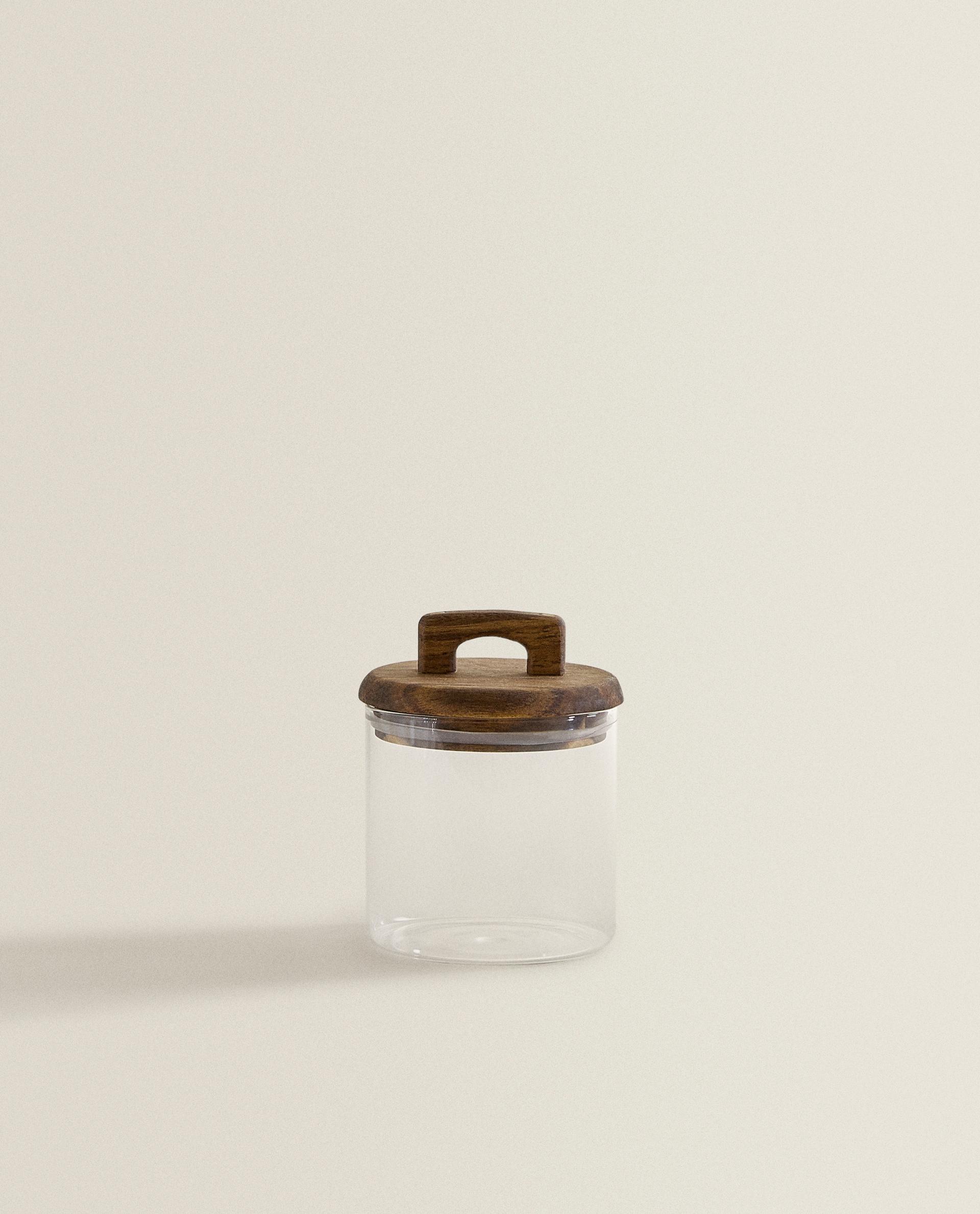 BOROSILICATE GLASS AND WOOD STORAGE JAR product thumbnail 18
