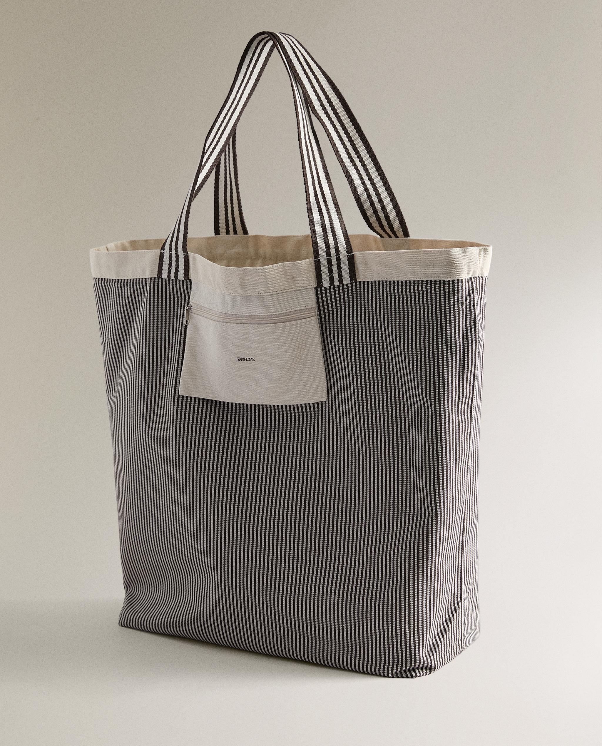 REVERSIBLE STRIPED FABRIC TOTE BAG product thumbnail 10