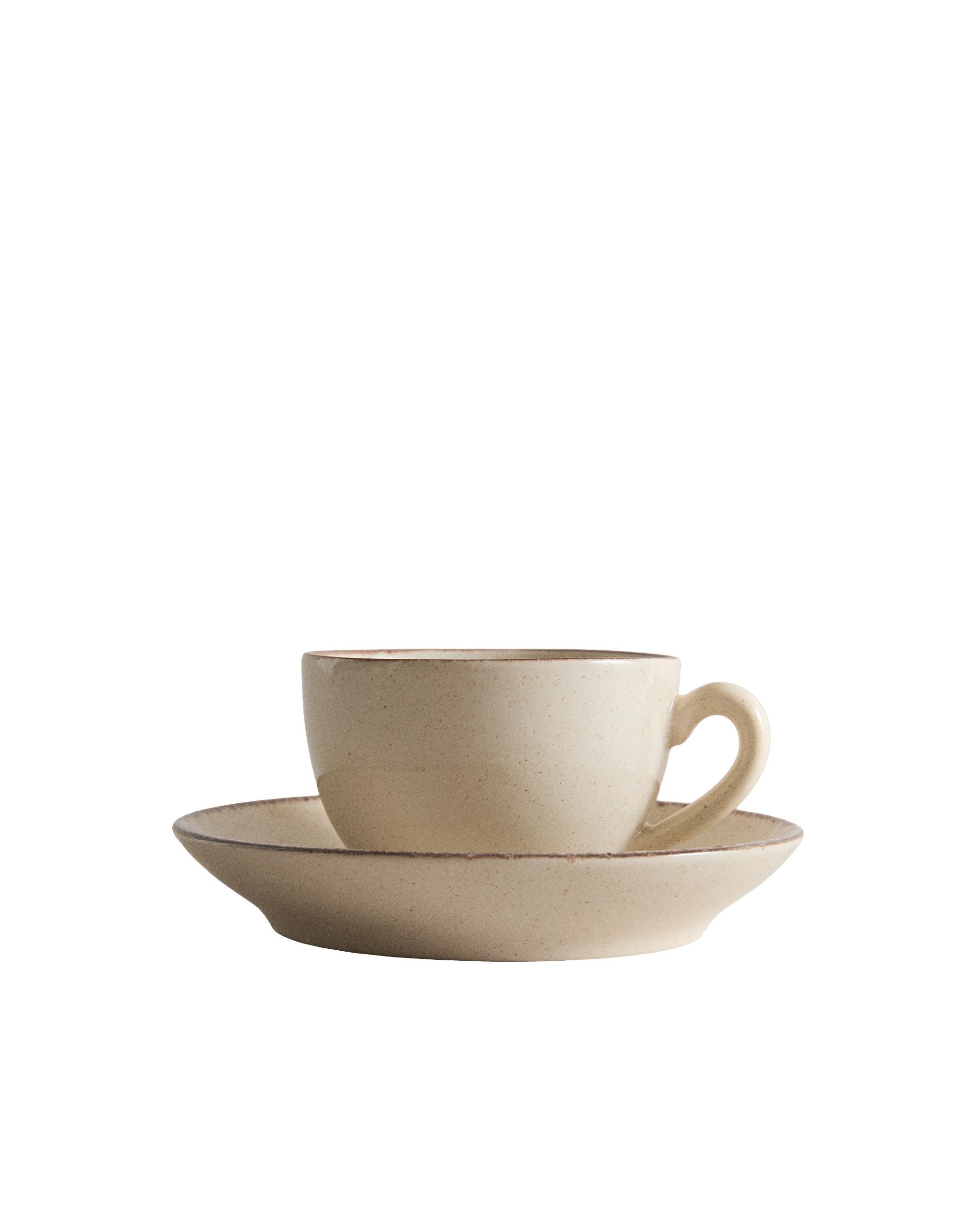 STONEWARE TEACUP AND SAUCER WITH ANTIQUE FINISH RIM product thumbnail 7