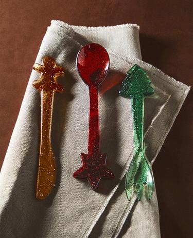 CHILDREN’S GLITTERY CHRISTMAS CUTLERY SET (SET OF 3)