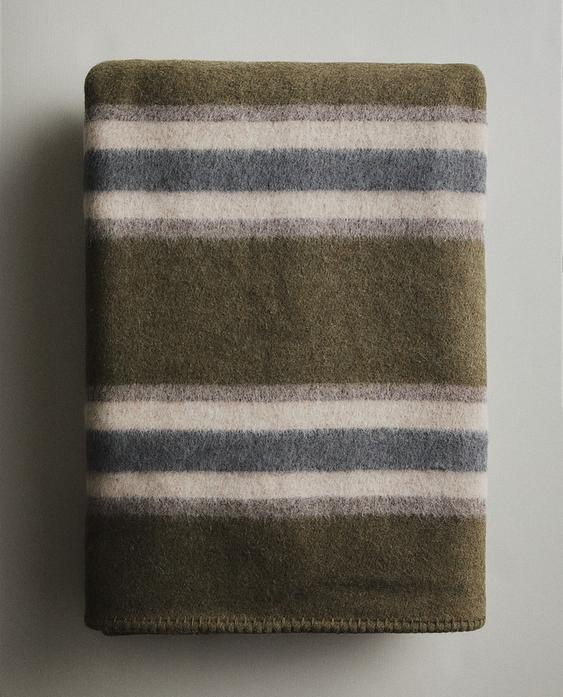 STRIPED WOOL BLEND BLANKET