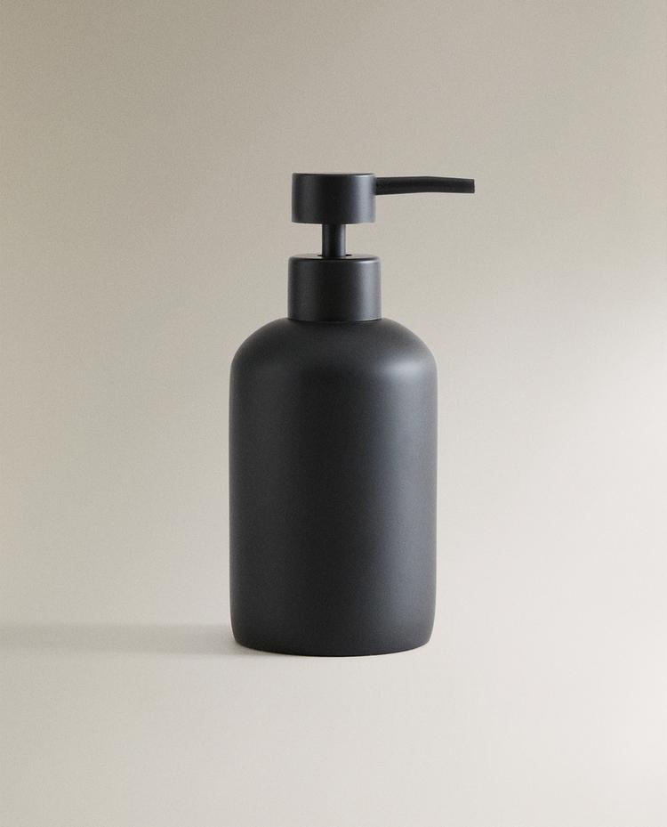 BLACK RESIN BATHROOM SOAP DISPENSER