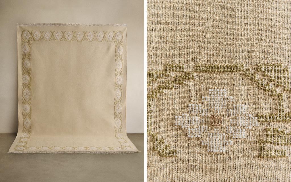 TAPETE COM JACQUARD DE FLORES